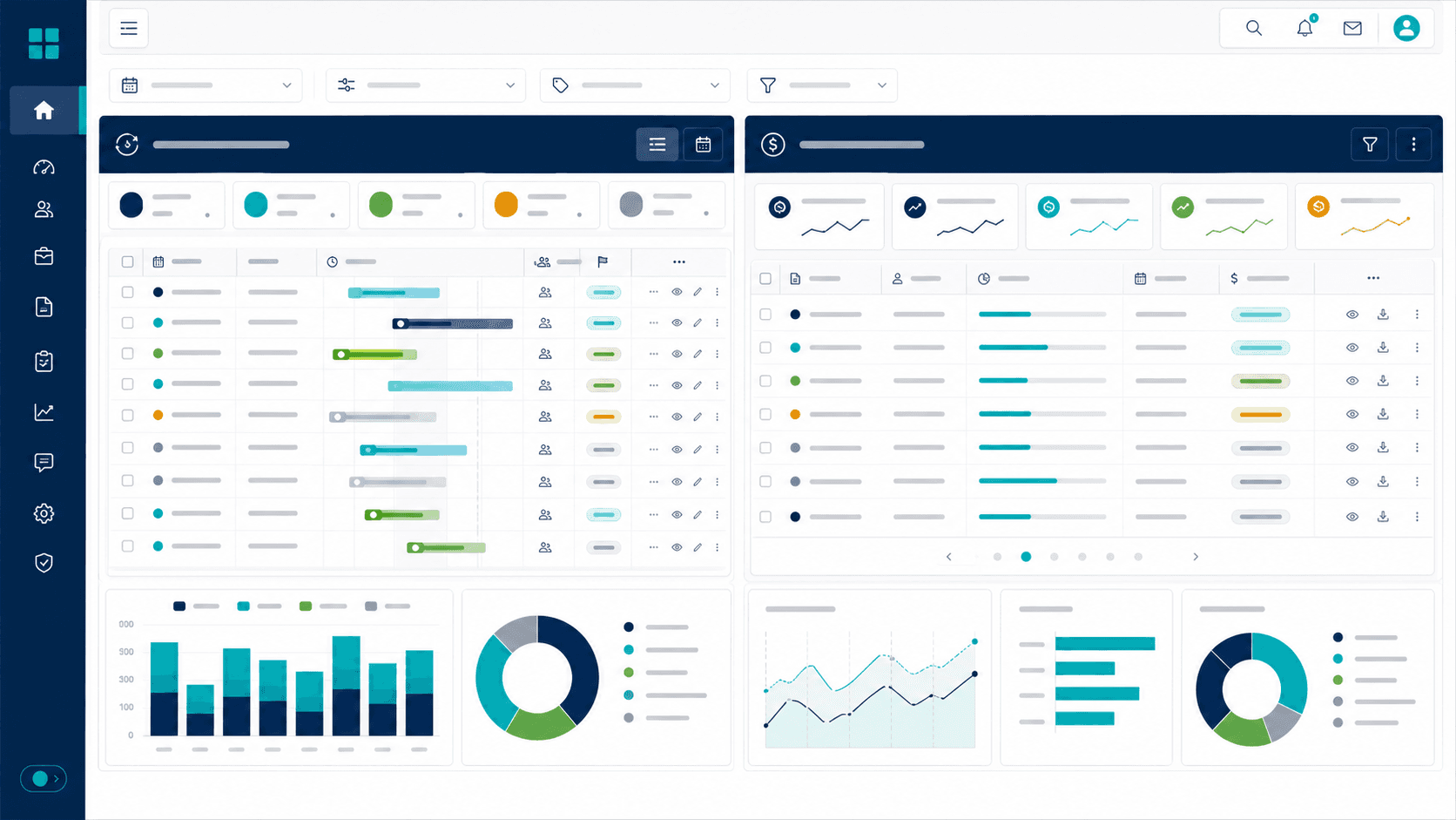 Vista conceptual de un tablero de renovaciones y comisiones con datos sinteticos.